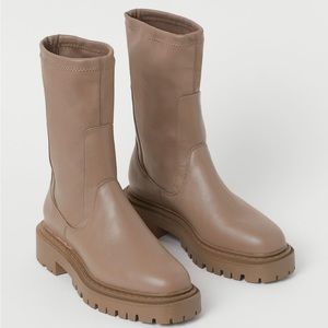 NWT H&M Taupe Mid-Calf Boots